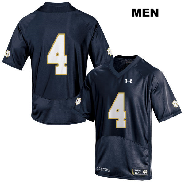 Men's NCAA Notre Dame Fighting Irish #4 Kevin Austin Jr. Stitched College Under Armour Authentic Navy No Name Football Jersey MM10P10XV